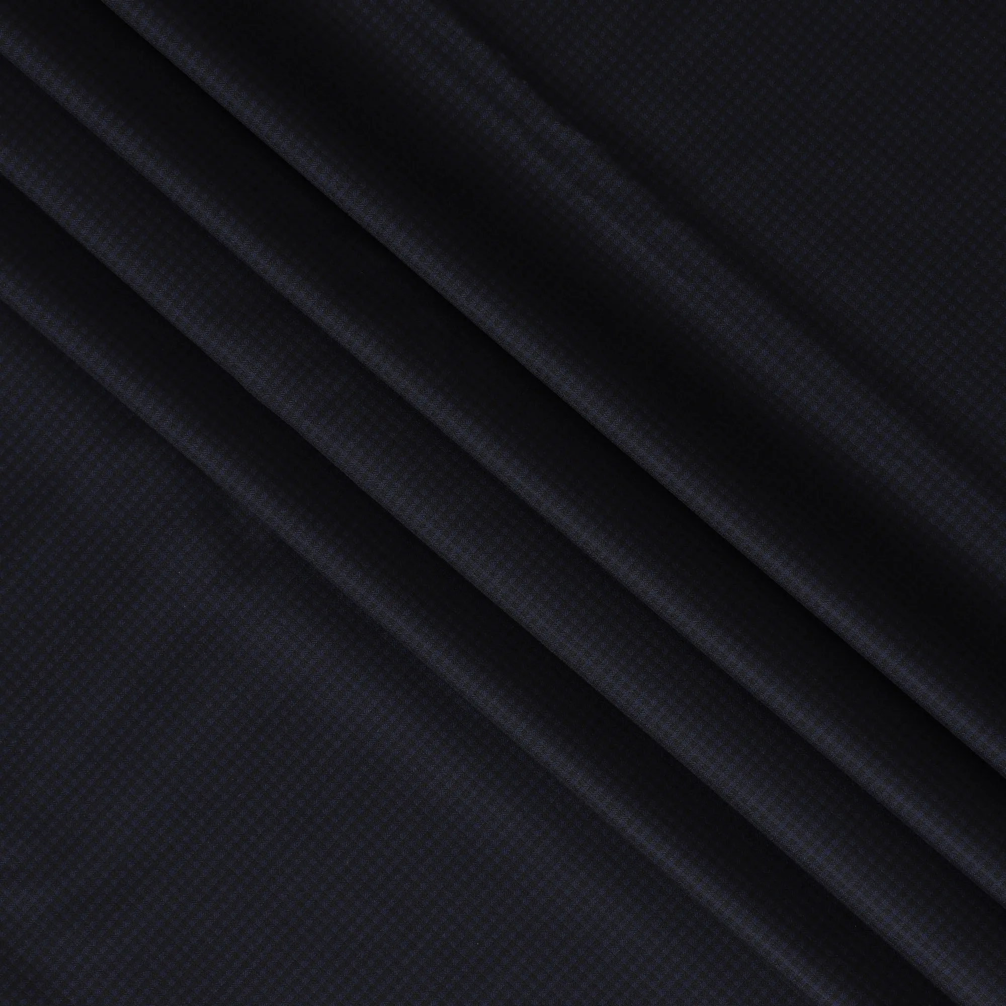 Navy Checkered SCABAL Super 140's All Wool Suiting Fabric, 3.75 Meters, 150 cm Width-D20715