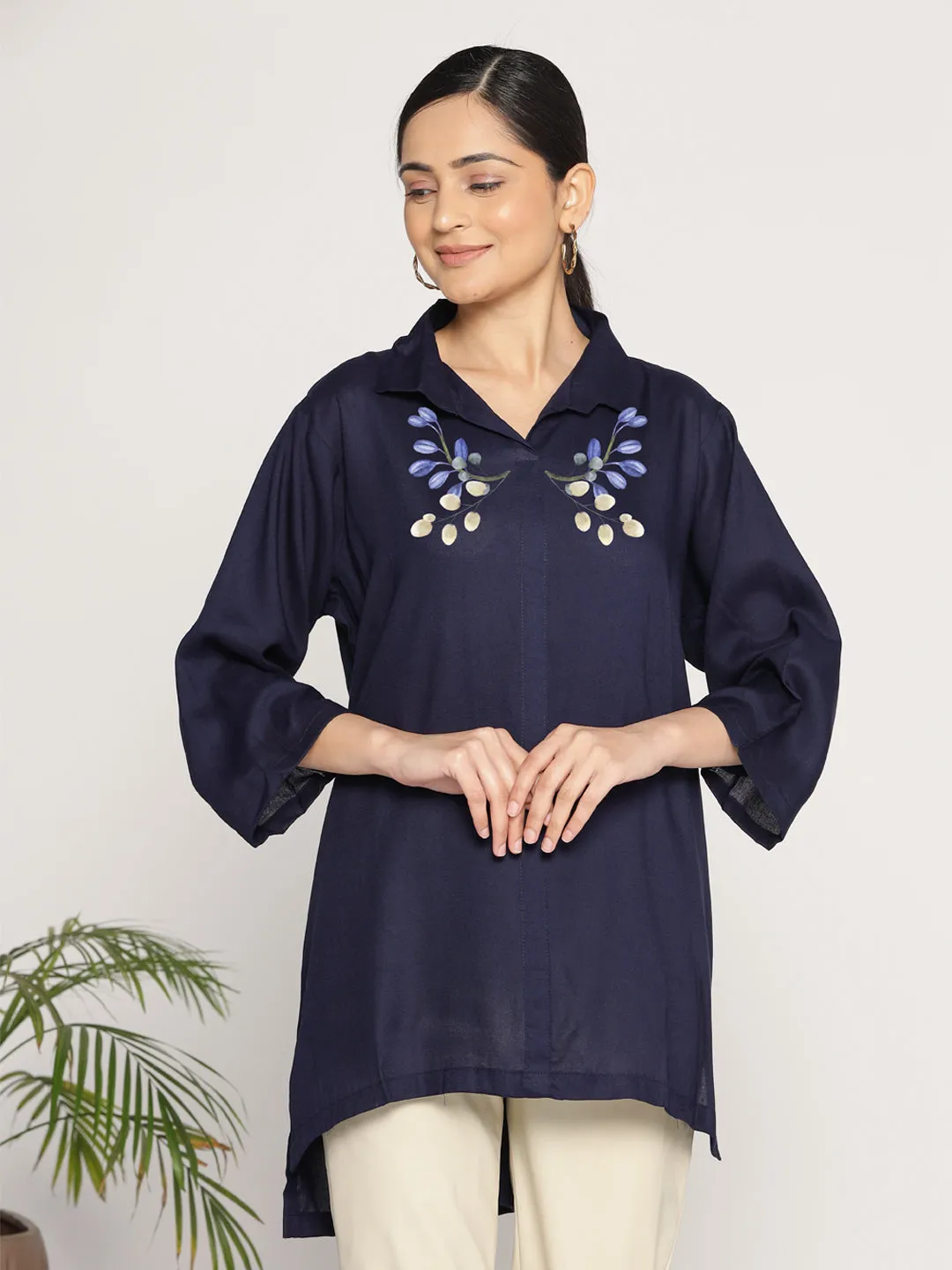 Navy Rayon ShirtTop - Prusse