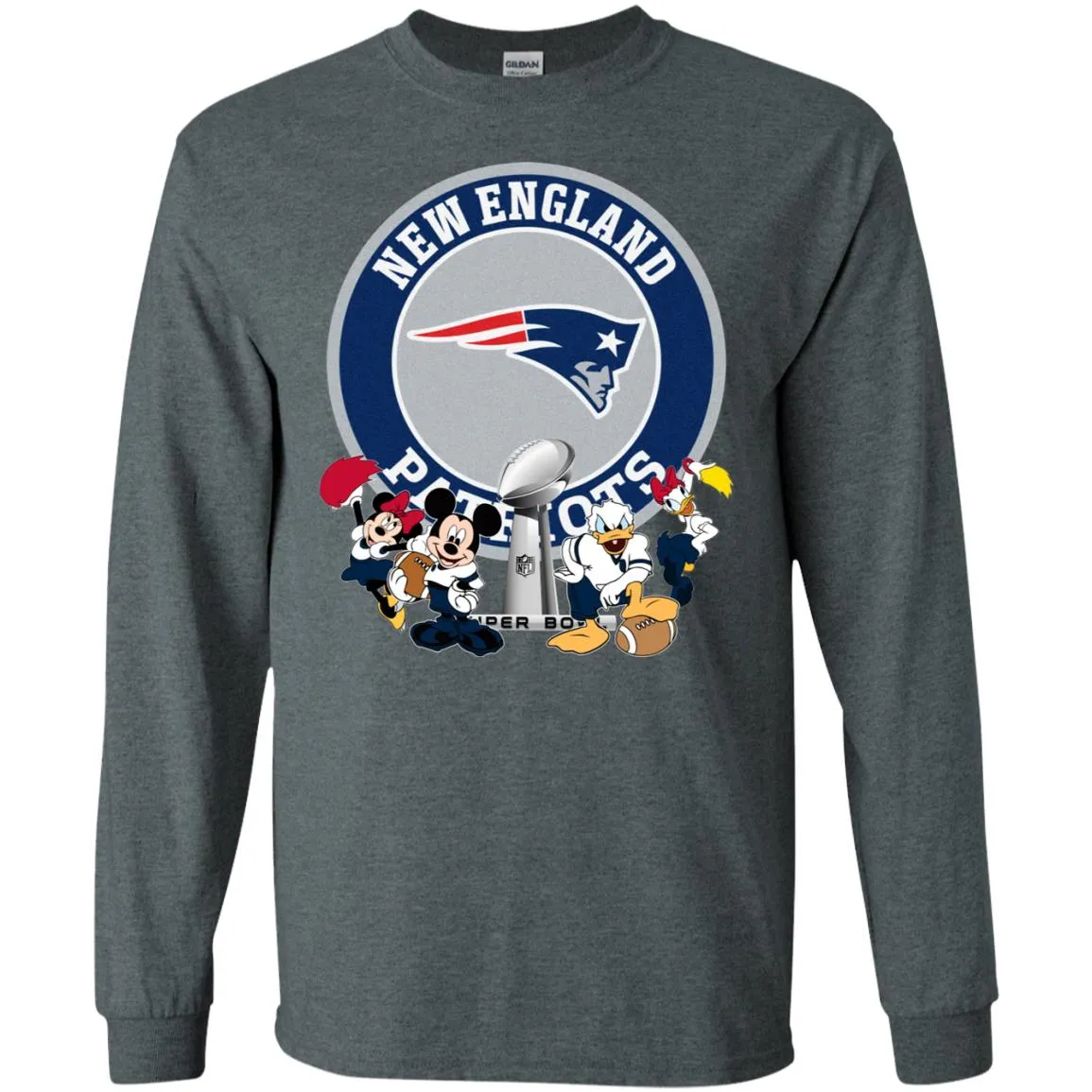 Nfl – New England Patriots Super Bowl 2019 Mickey Mouse Minnie Mouse Donald Duck Daisy Duck Football Men Long Sleeve Shirt