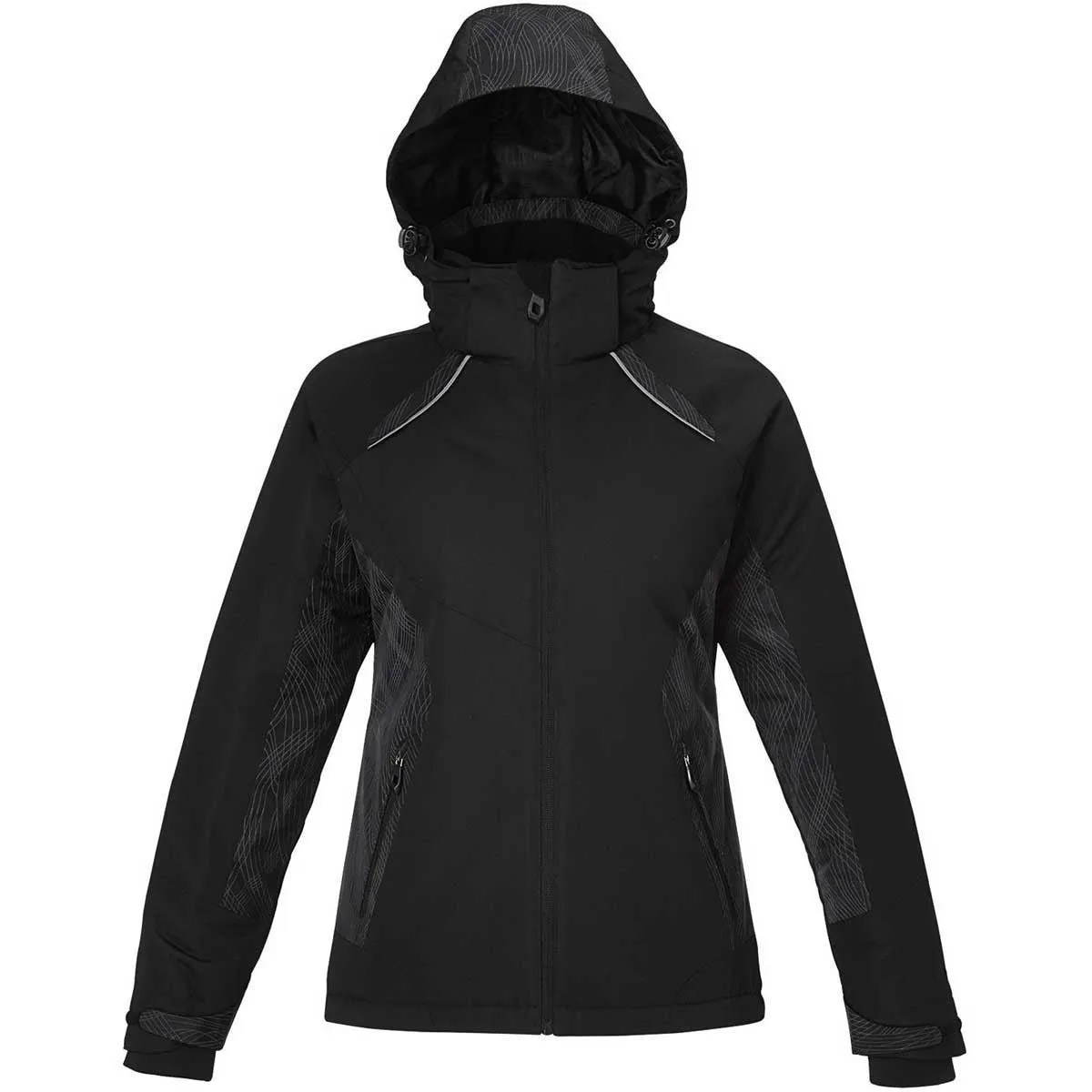 North End Women's Black Linear Insulated Jacket with Print