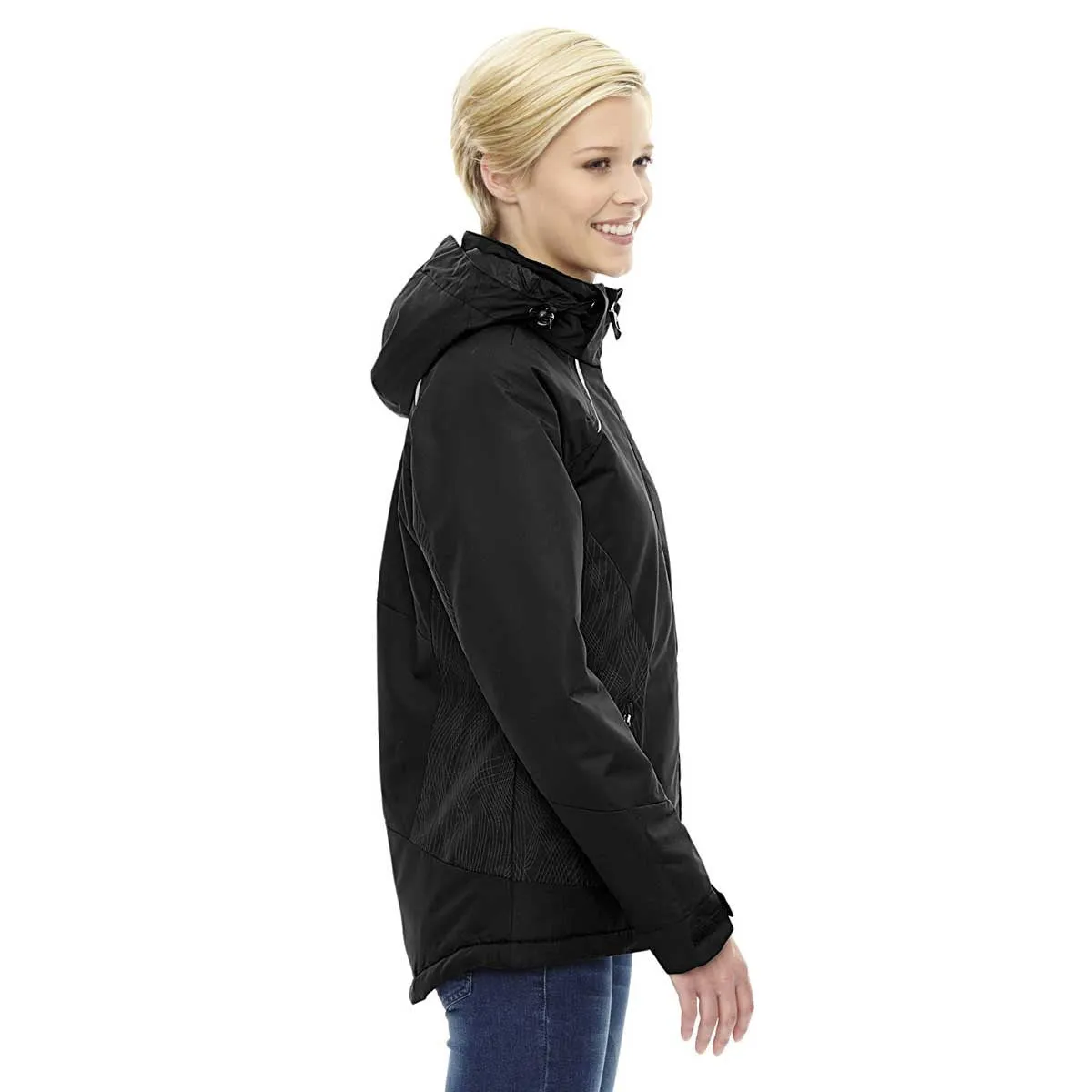 North End Women's Black Linear Insulated Jacket with Print