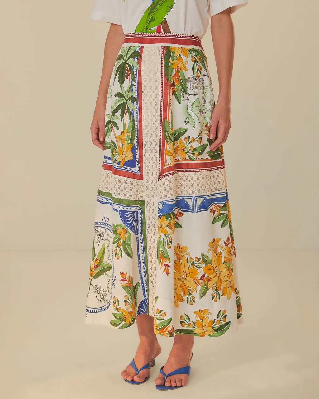 Off-White Tropical Destination Midi Skirt