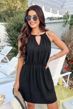 Onyx Beaded Cutout Mini Dress