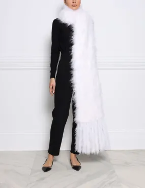 Oversized Knitted Shearling Scarf with Fringe