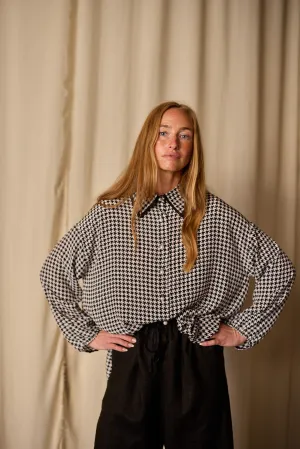 Painter's Shirt | Crepe de Chine Houndstooth