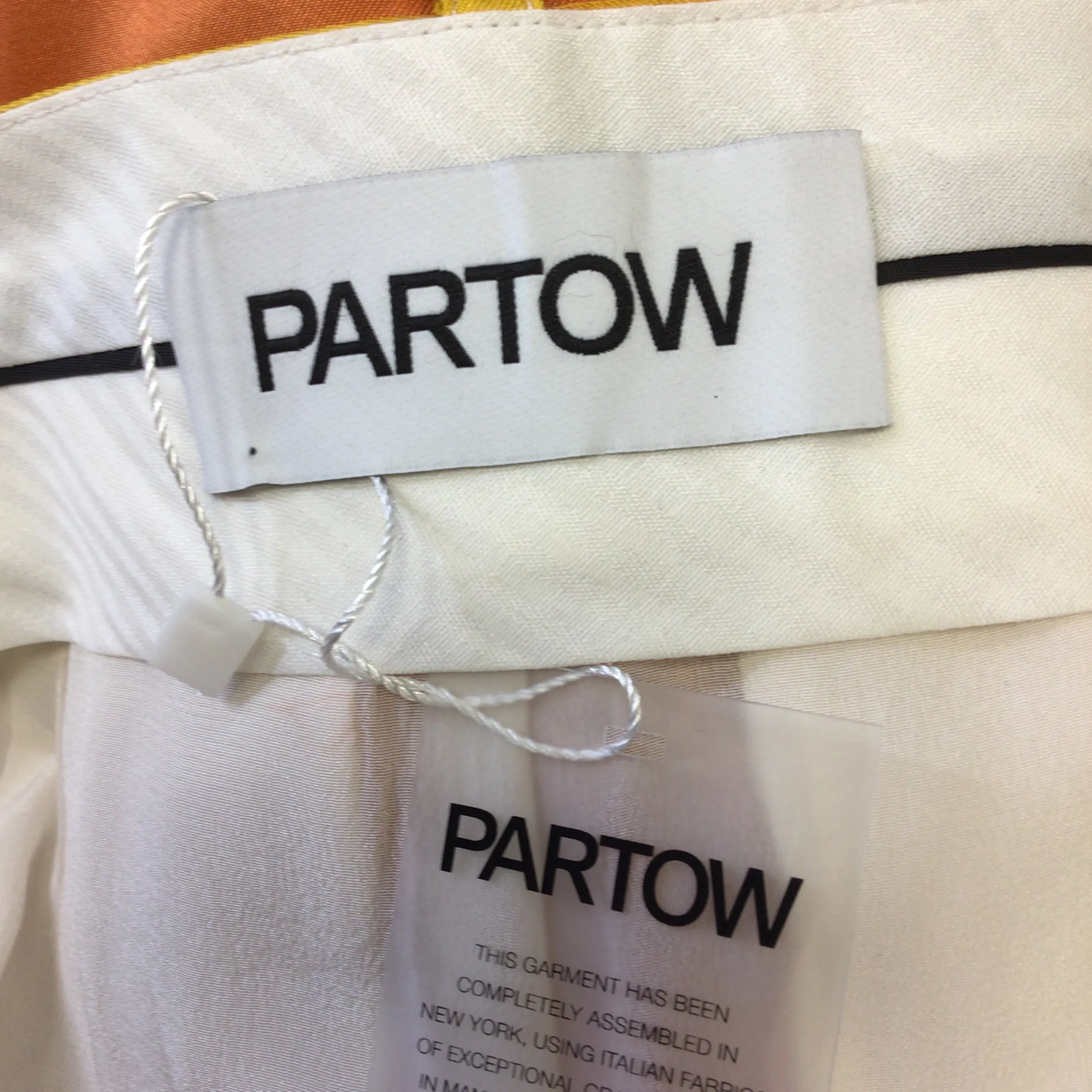 Partow Orange / Yellow Rio Pintucked Silk Twill Straight Leg Trousers / Pants