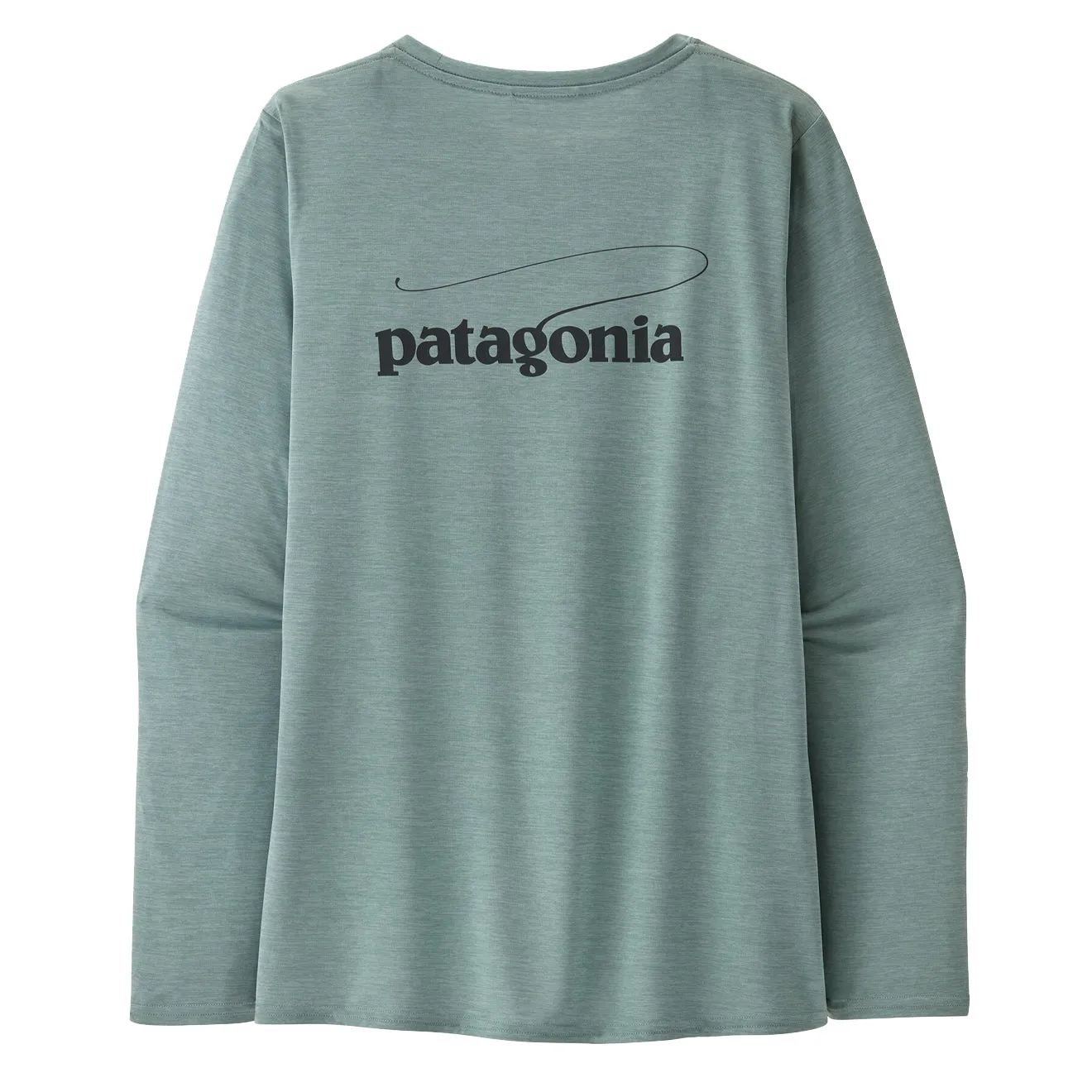 Patagonia Womens L/S Cap Cool Daily Graphic Shirt - Waters Casting Logo / Thermal Blue X-Dye