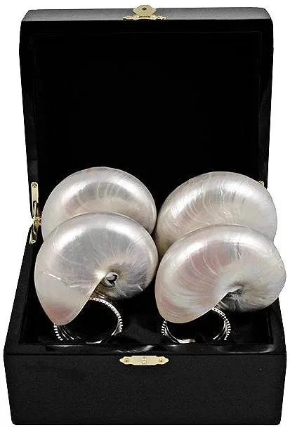 Pearl Nautilus Shell Luxury Napkin Ring Set