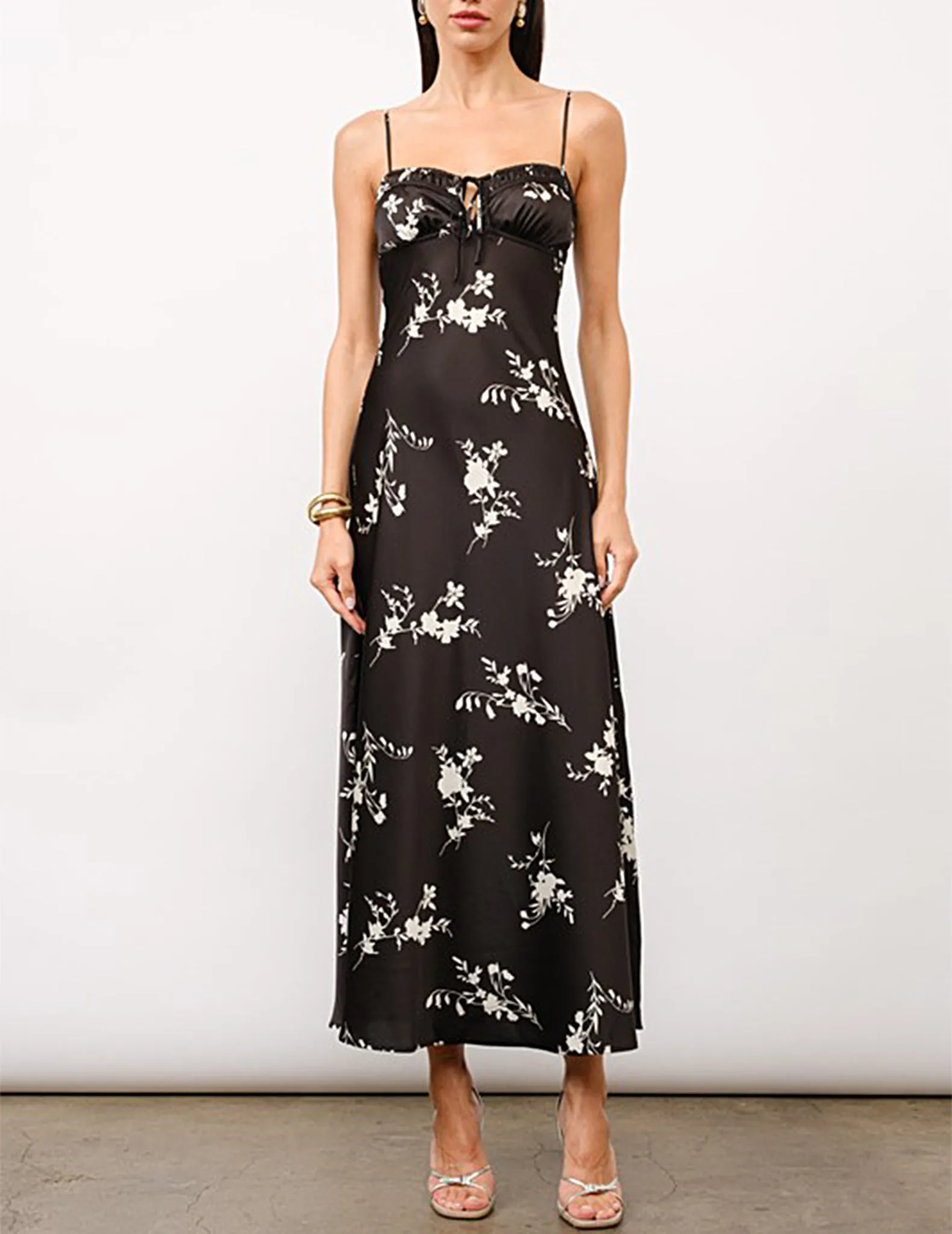 Persephone Black   White Floral Slip Dress