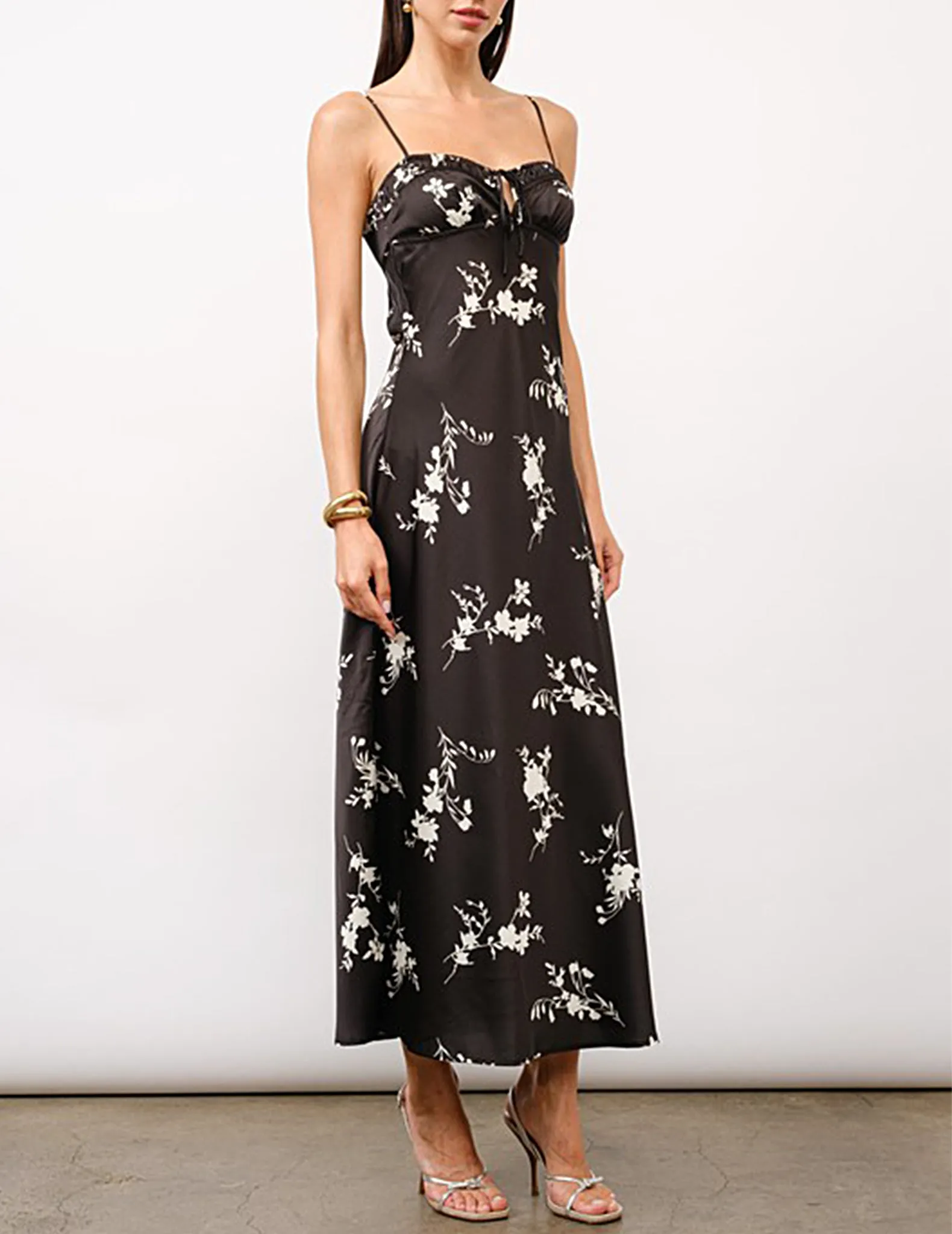 Persephone Black   White Floral Slip Dress