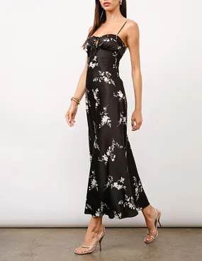 Persephone Black   White Floral Slip Dress