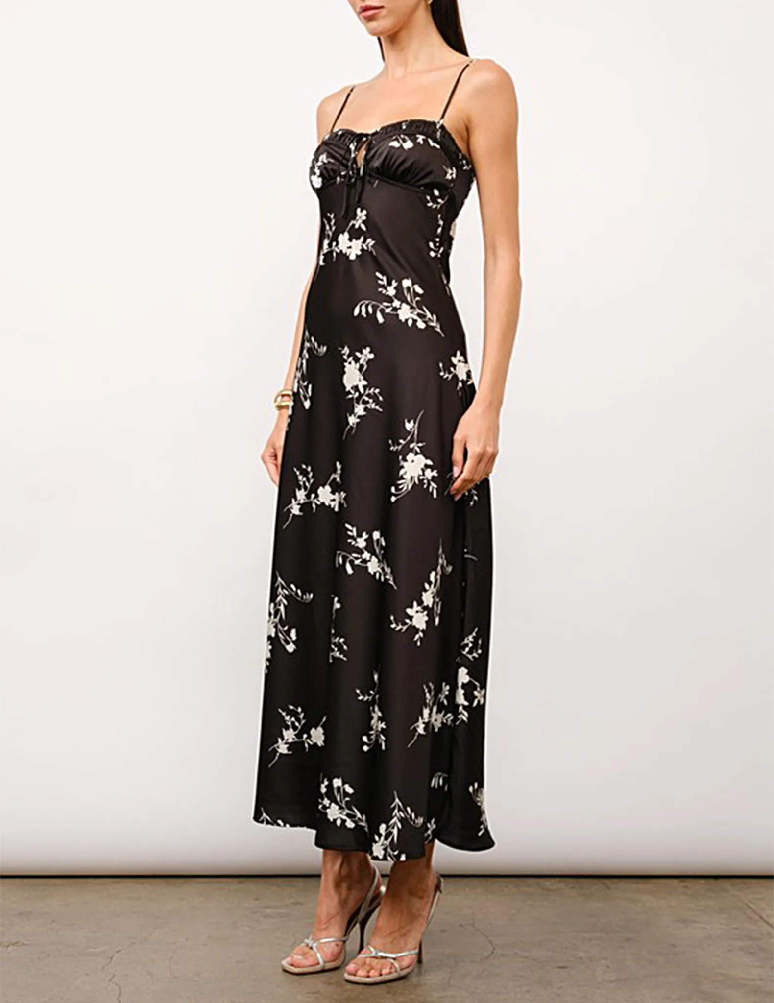 Persephone Black   White Floral Slip Dress