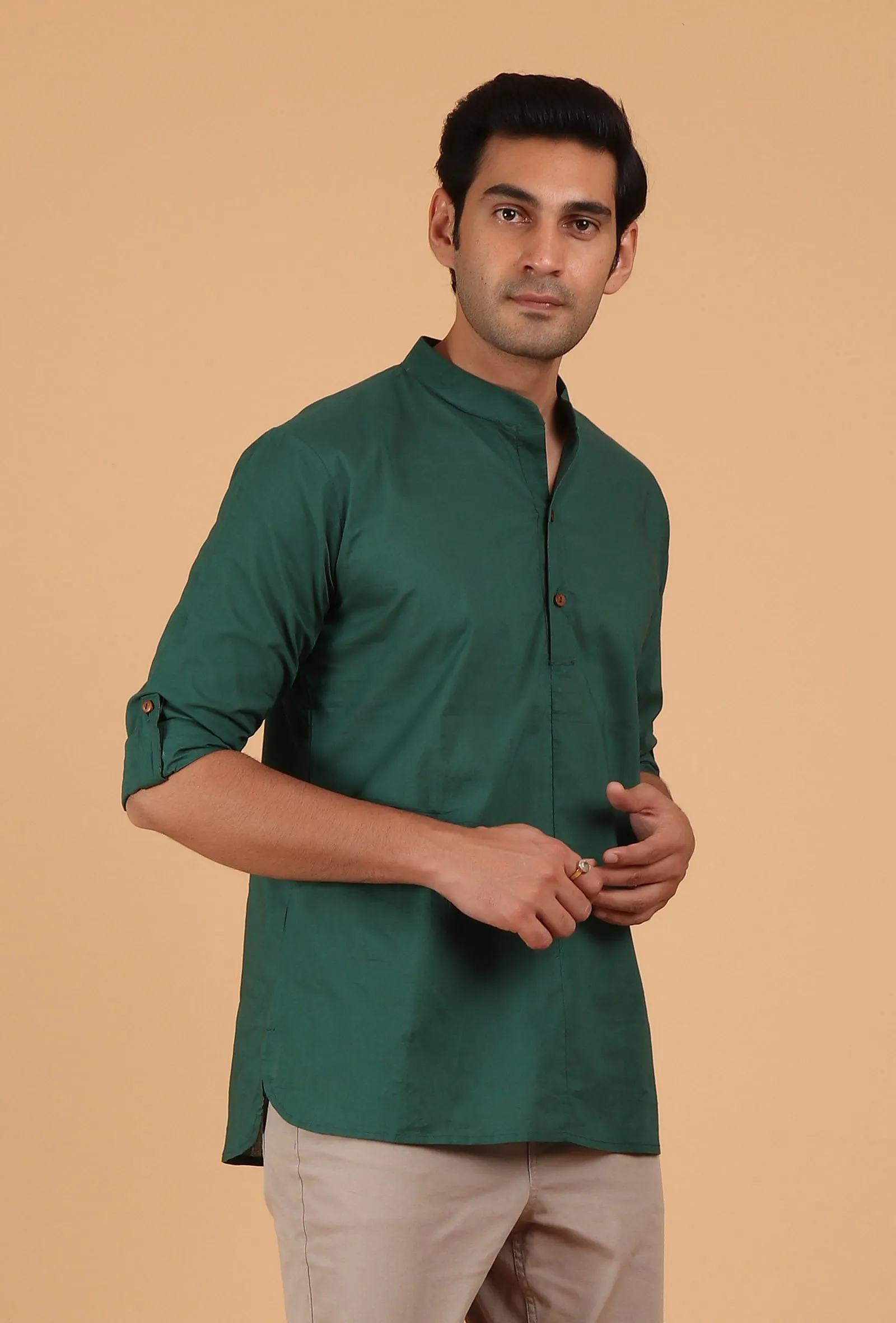 Pine Green Plain Sustainable Cotton Shirt