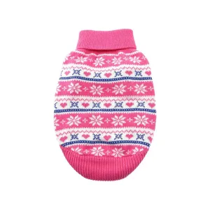 Pink Snowflake and Hearts Dog Sweater