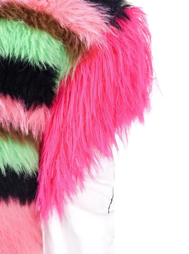 PINKSPINK Neon Rave Fuzzy Crop Sweater - Pink/Green Multi