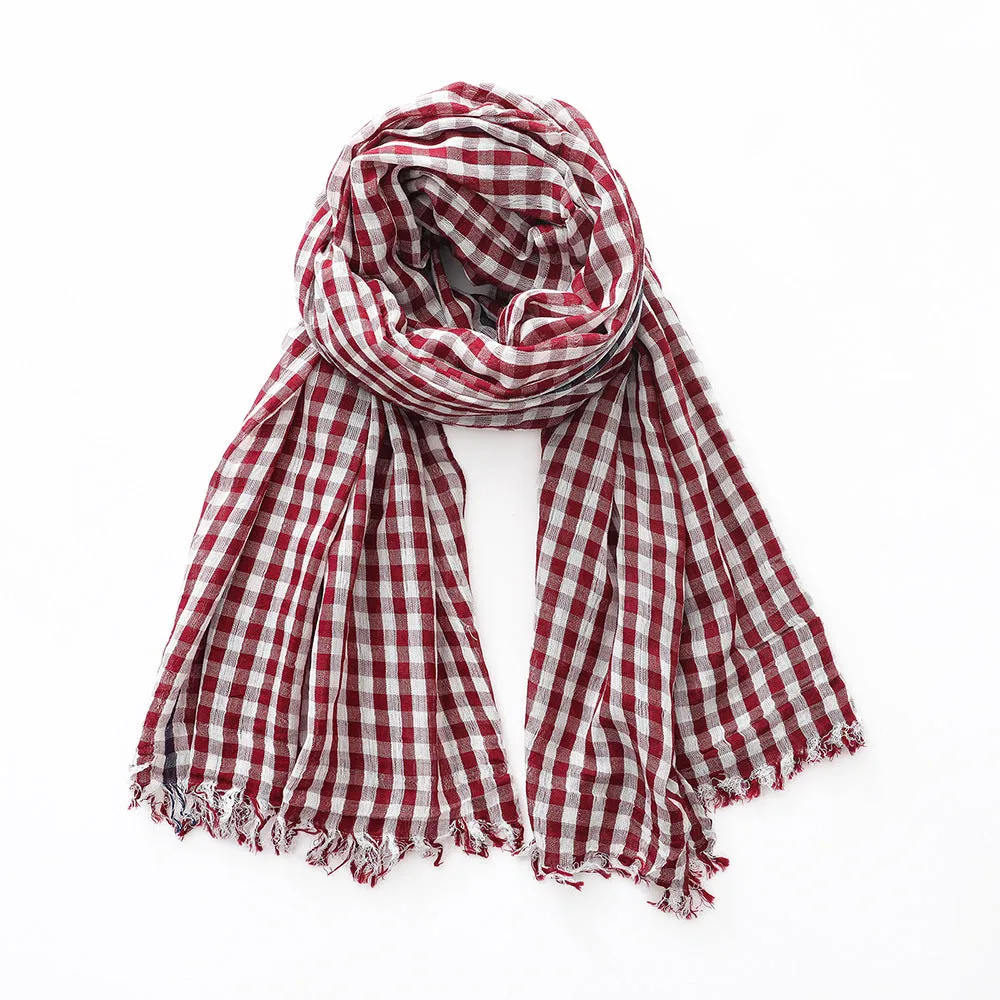 Plaid Cotton Pashmina Scarf