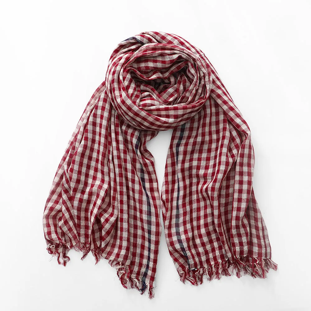 Plaid Cotton Pashmina Scarf