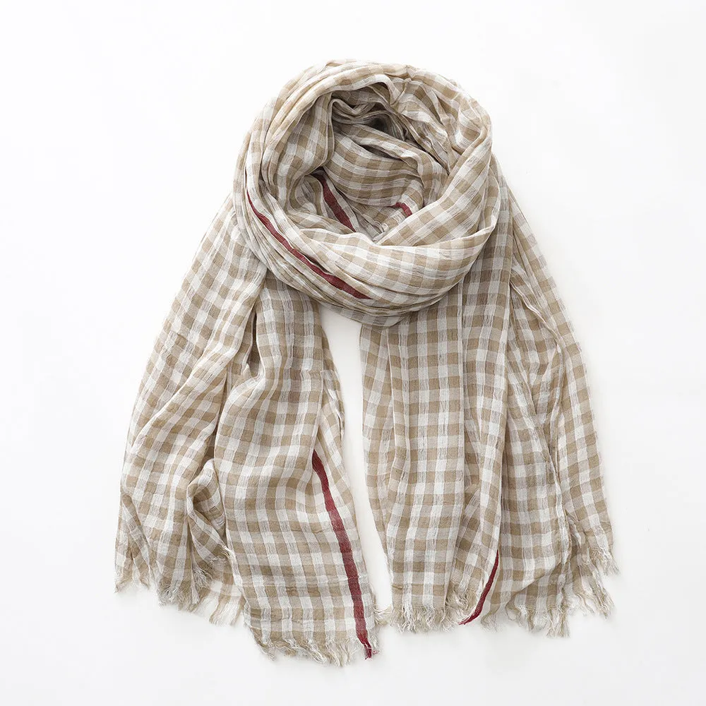 Plaid Cotton Pashmina Scarf