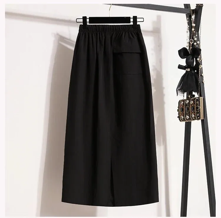 Pre Order:  Back Slit Straight Midi Skirt