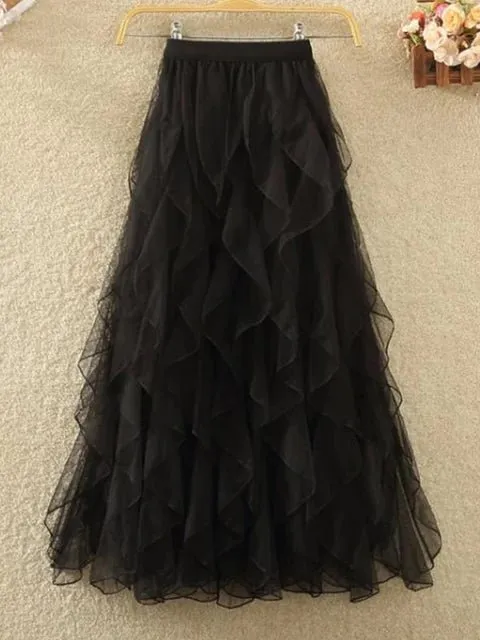 Pre Order:  Cascading Ruffles Midi Tulle Skirt