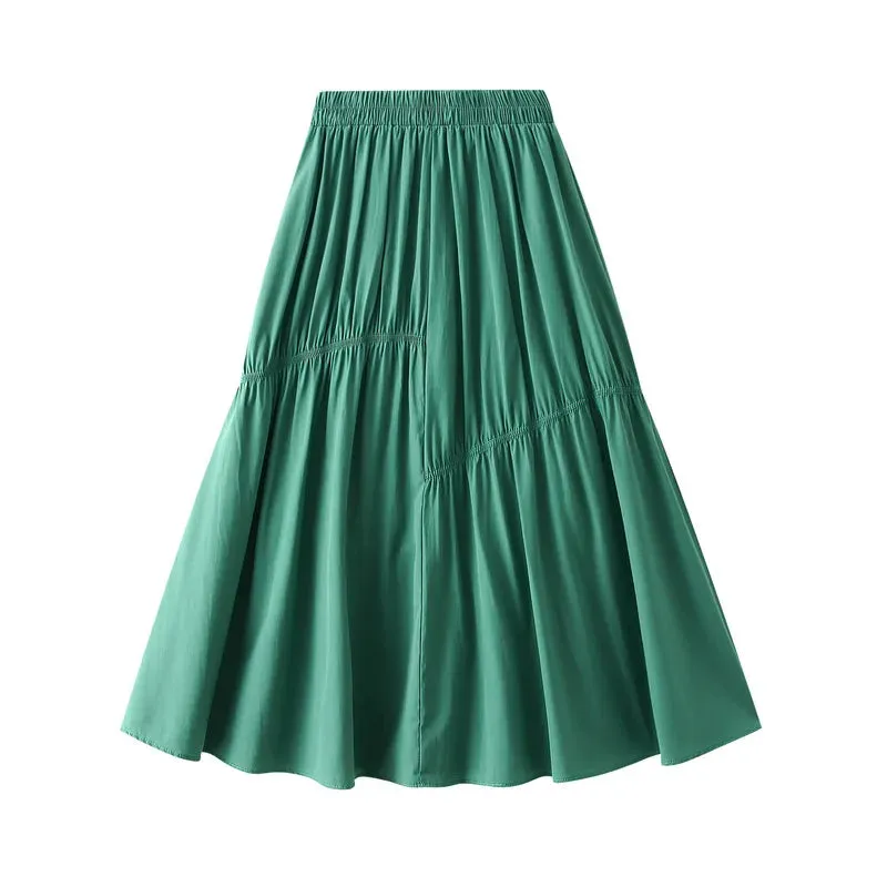 Pre Order:  Casual Solid Pleated A-Line Skirt