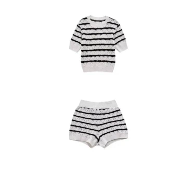 Pre Order:  Casual Striped Knitted Dress   Top   Shorts