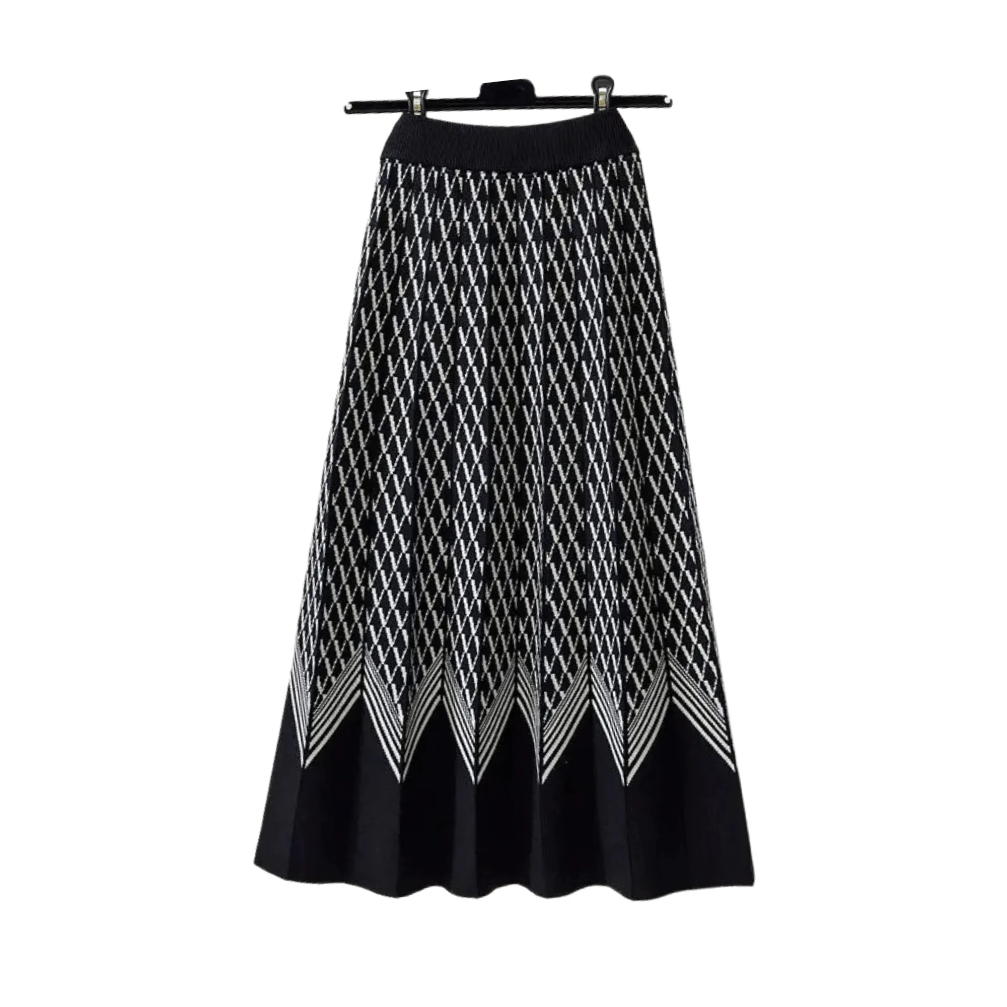 Pre Order:  Chevron Contrast Knit Midi Skirt