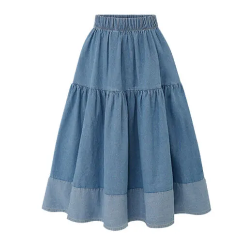 Pre Order:  Classic Patchwork Denim Skirt