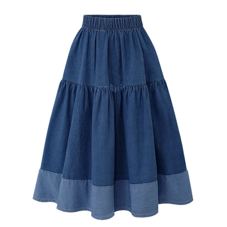 Pre Order:  Classic Patchwork Denim Skirt