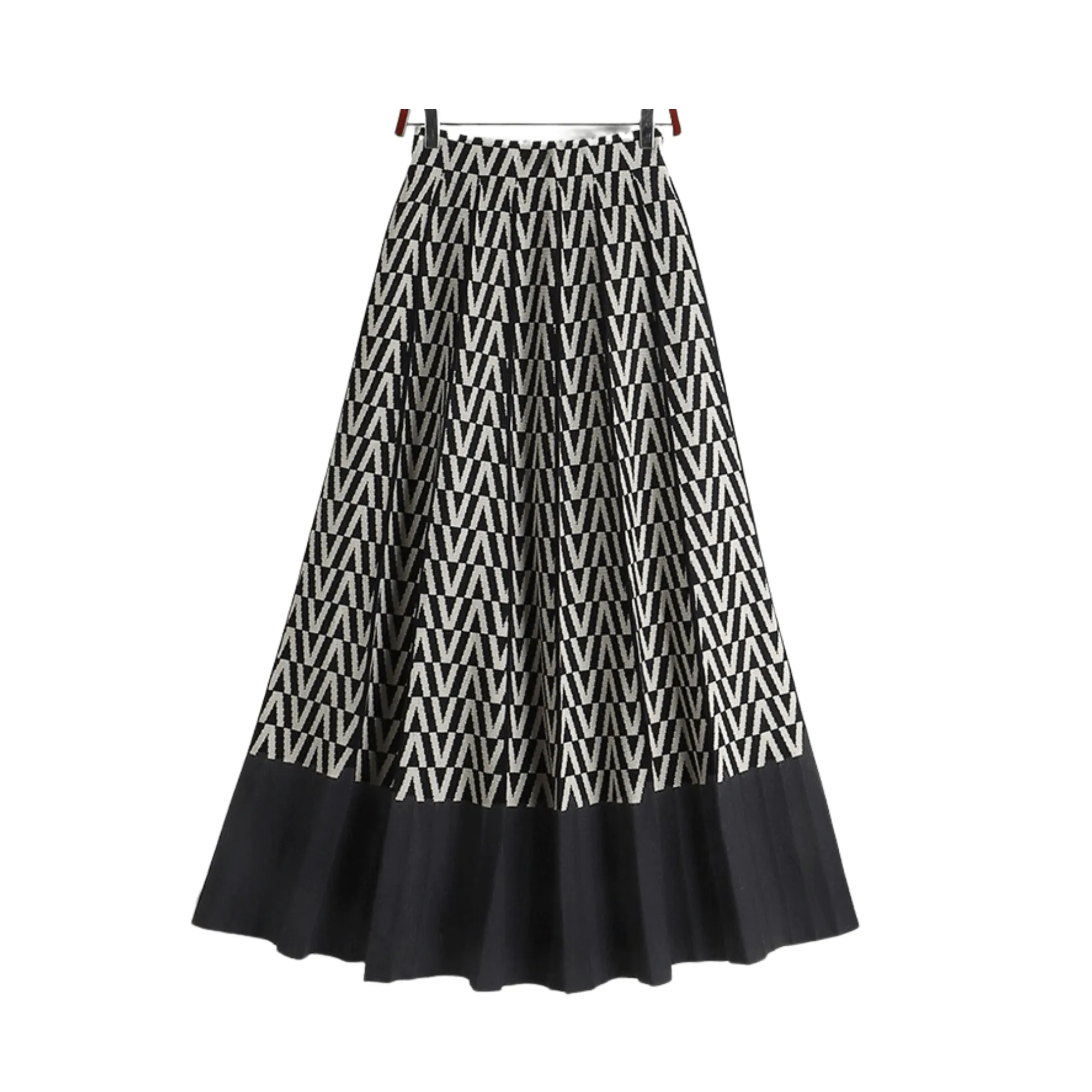 Pre Order:  Contrast Hem Pleated Midi Skirt