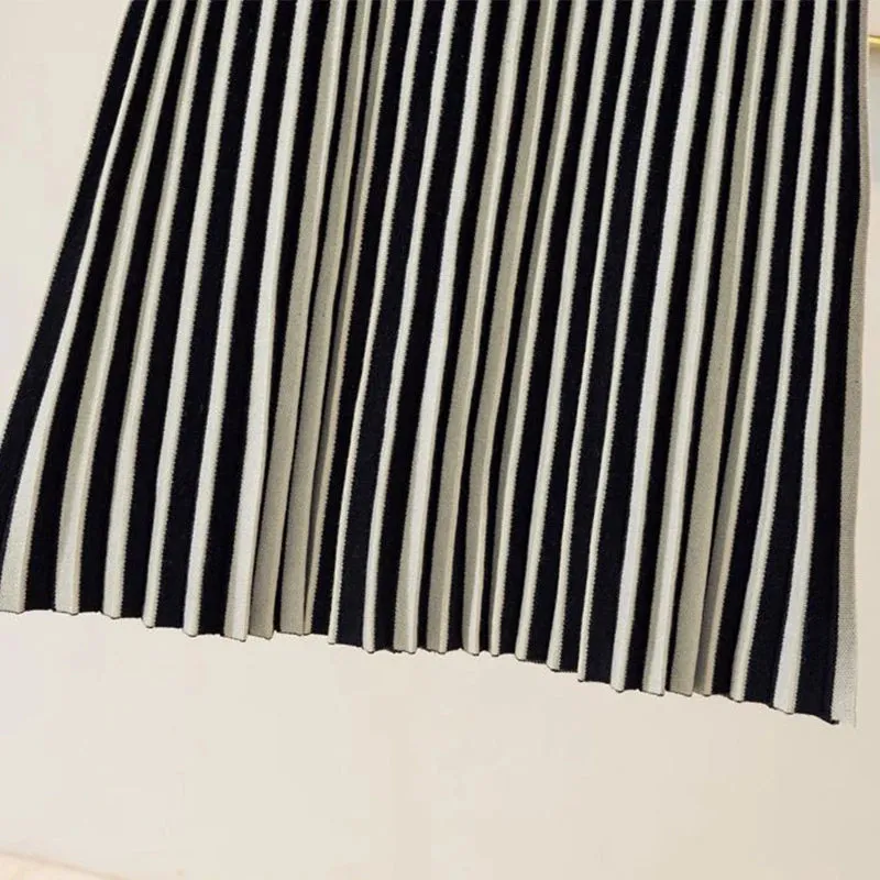 Pre Order:  Contrast Stripes Midi Knit Skirt