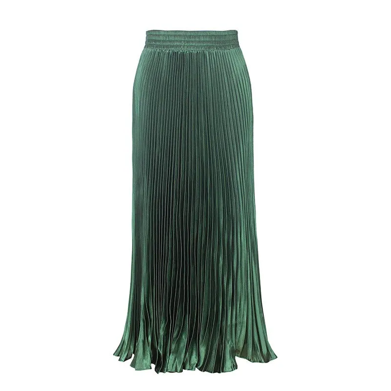 Pre Order:  Glossy Pleated Accordion Skirt