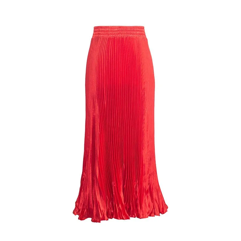 Pre Order:  Glossy Pleated Accordion Skirt