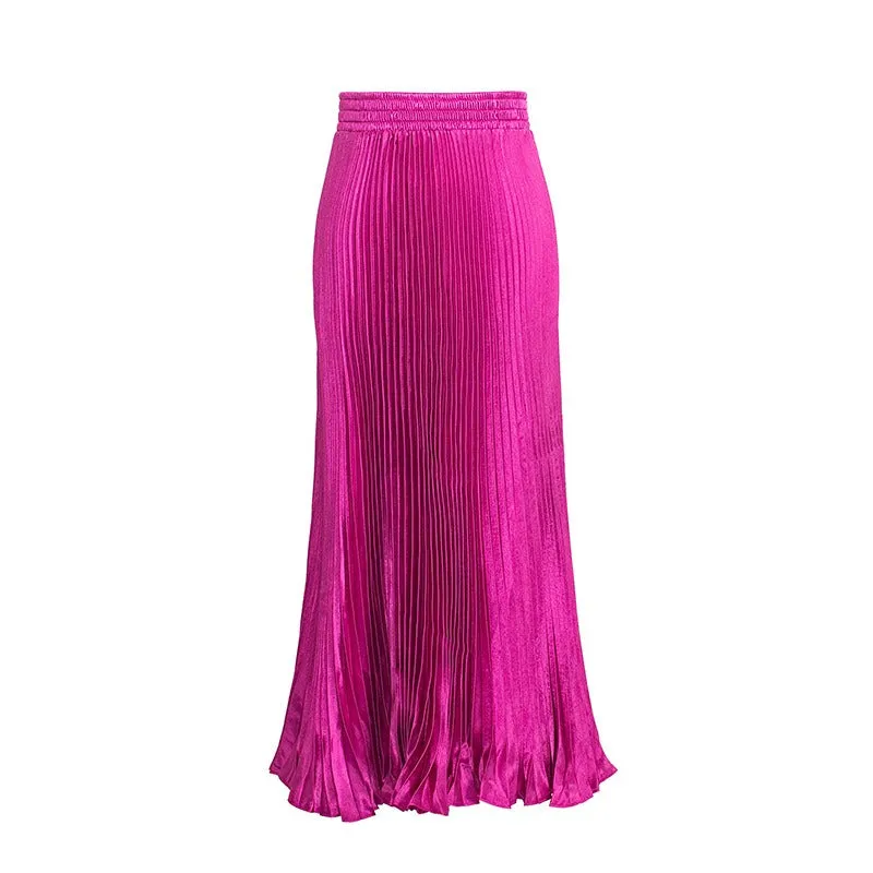 Pre Order:  Glossy Pleated Accordion Skirt