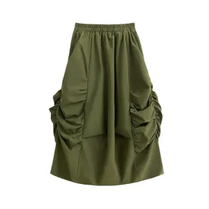 Pre Order:  High Elastic Pleated Loose Bud Skirt