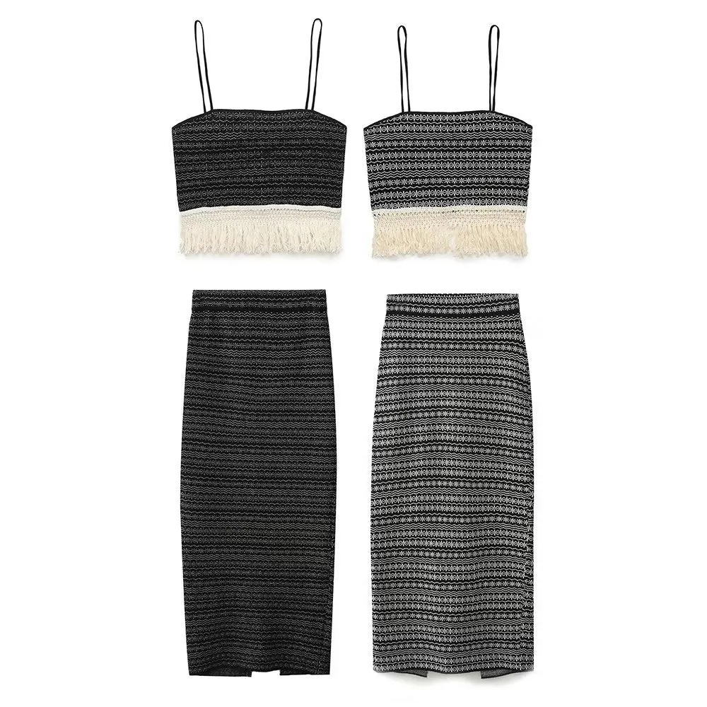 Pre Order:  Jacquard Knitted Top and Skirt Set