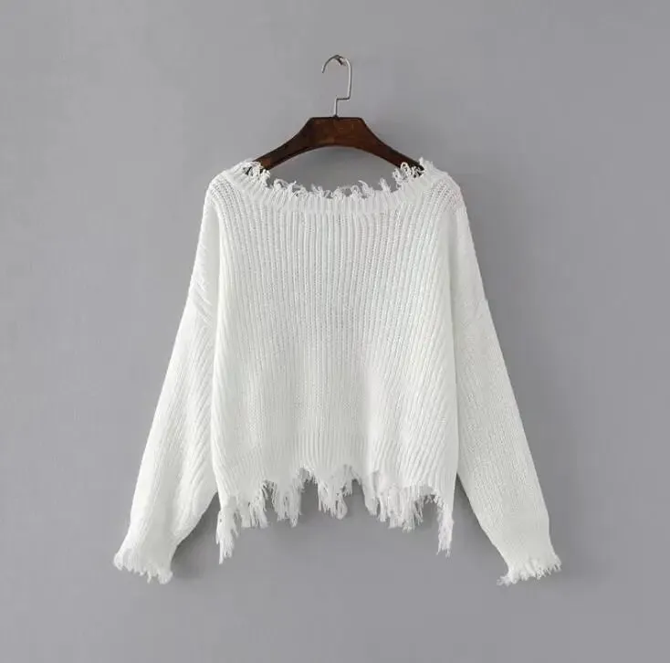 Pre Order:  Knitted Tassel Fringed V-Neck Sweater