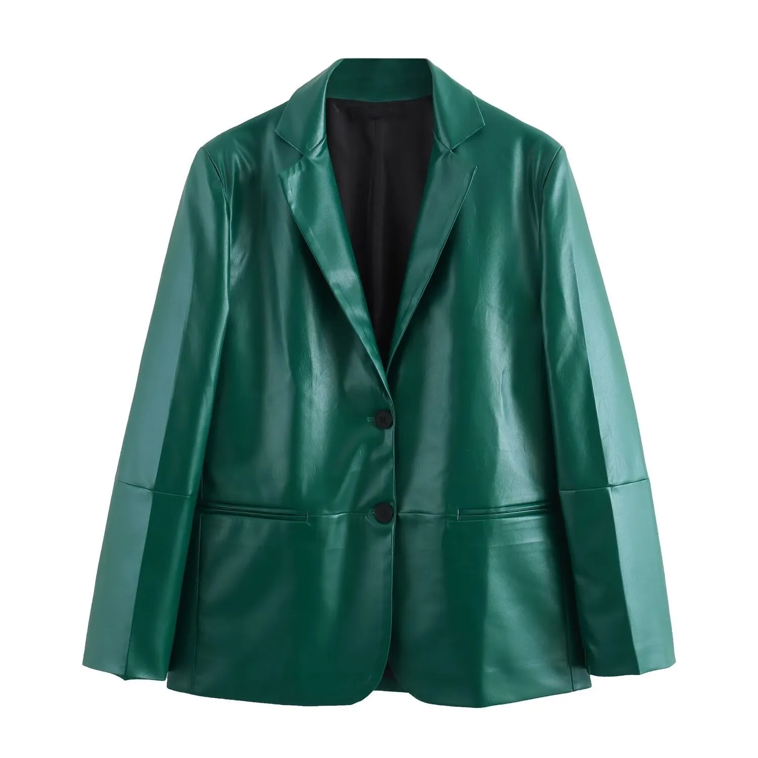 Pre Order:  Leather Straight Cut Suit Jacket   Straight Skirt