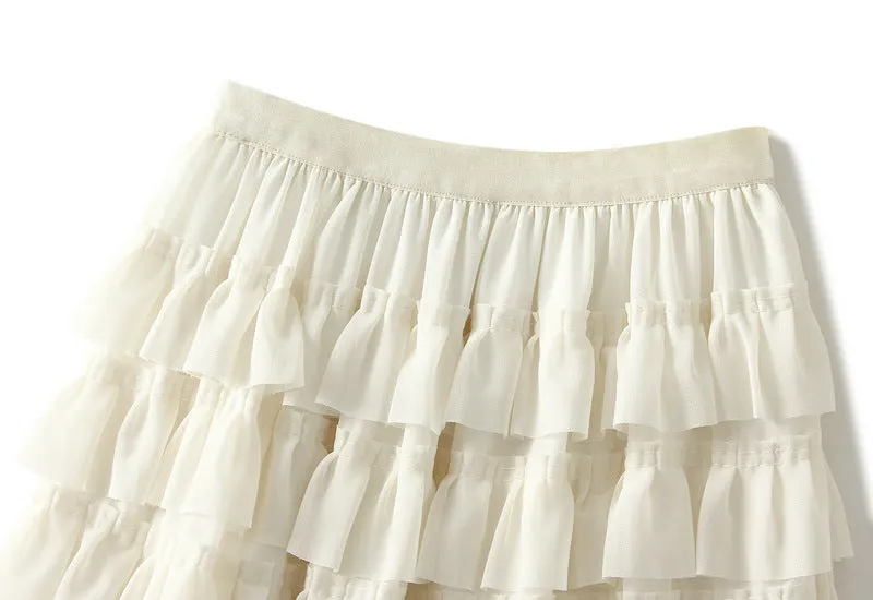 Pre Order:  Multilayer Ruffled Midi Cake Skirt