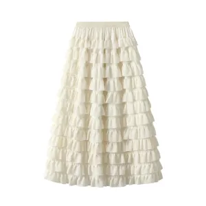 Pre Order:  Multilayer Ruffled Midi Cake Skirt