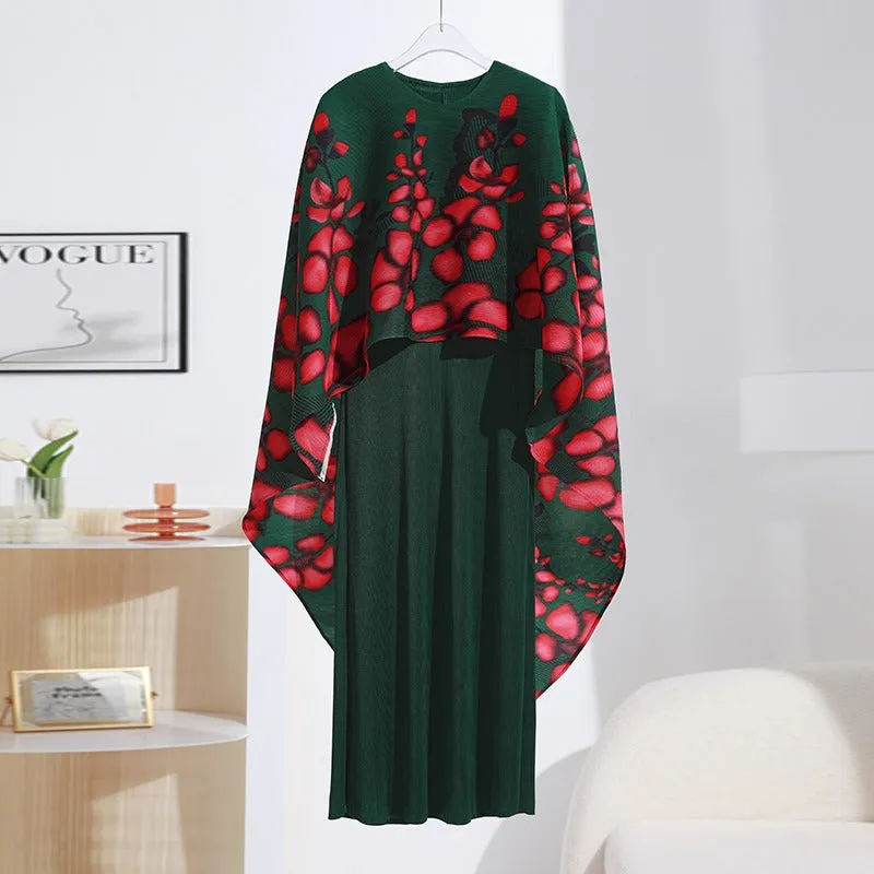 Pre Order:  Pleated Printed Shawl  Pleated Slim Dress