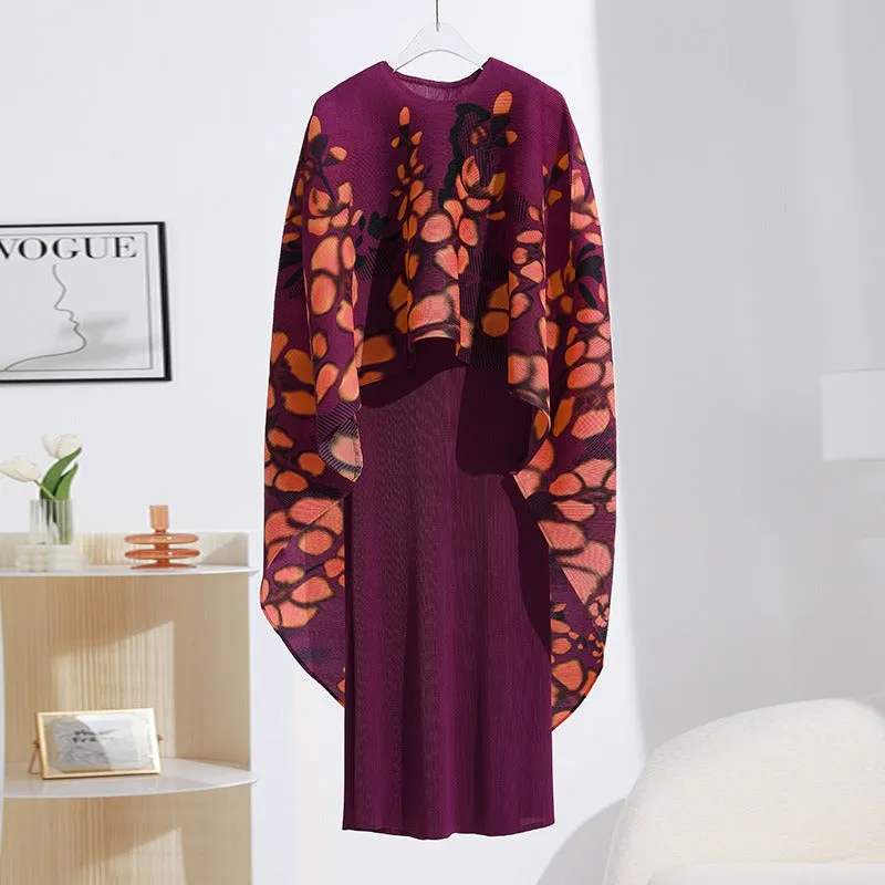 Pre Order:  Pleated Printed Shawl  Pleated Slim Dress