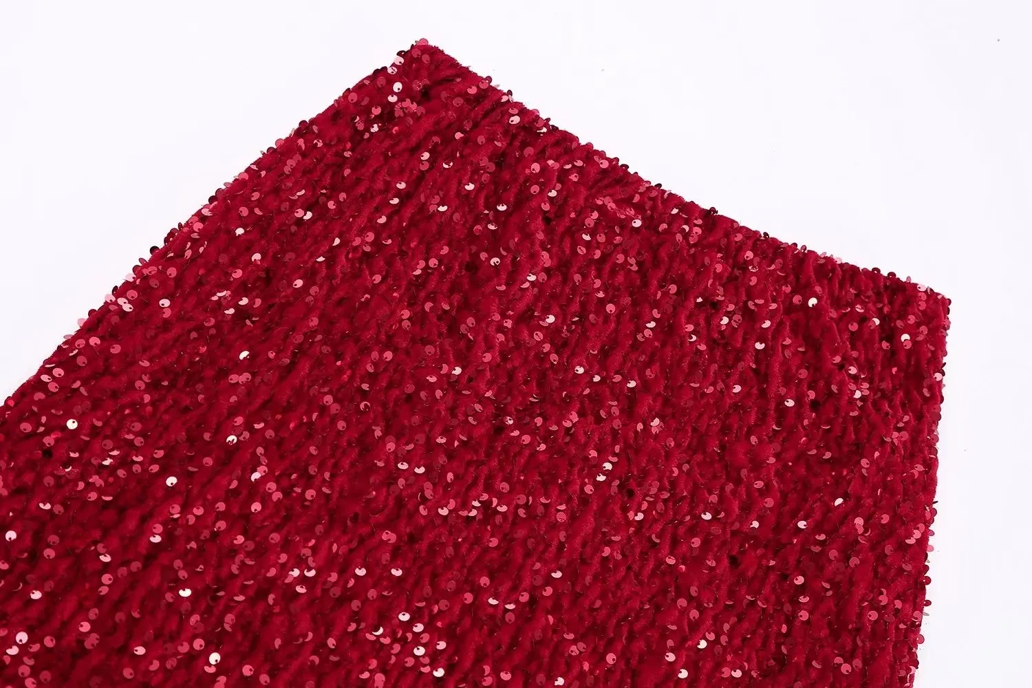 Pre Order:  Red Glittery Sequin Midi Skirt