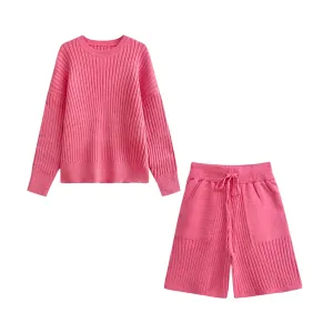 Pre Order:  Ribbed Sweater Shorts Knit Set