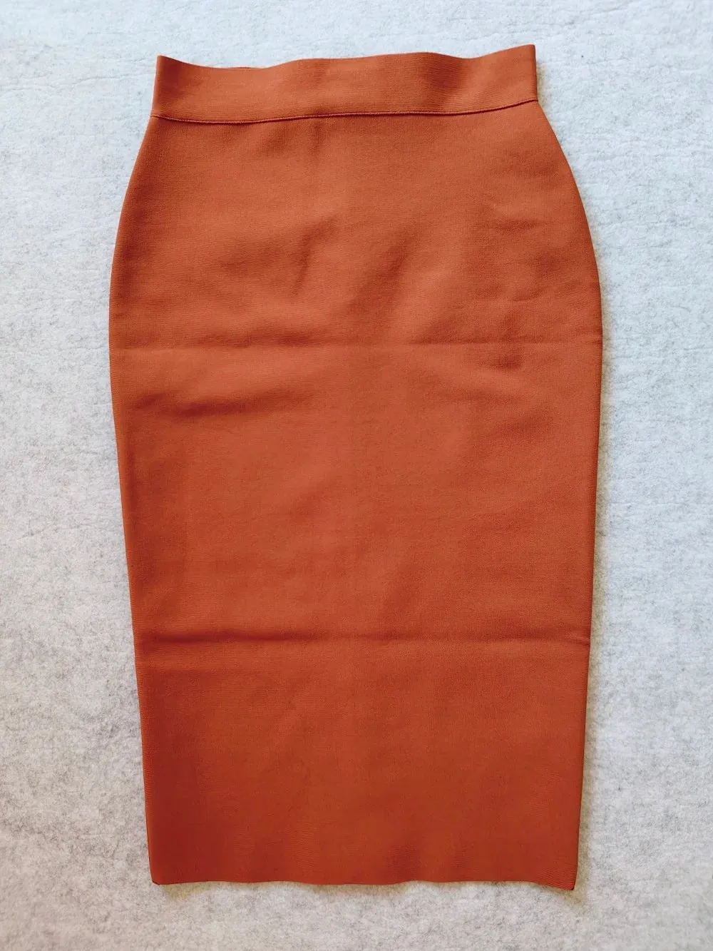 Pre Order:  Solid Brown Midi Tight Pencil Skirt