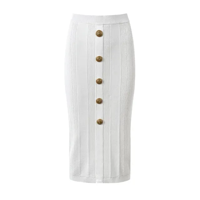 Pre Order:  Stretch Knitted Sheath Midi Skirt