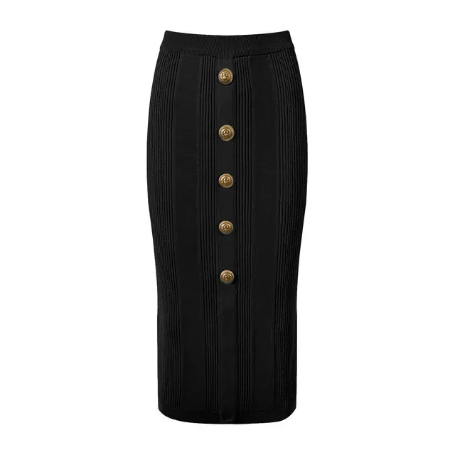 Pre Order:  Stretch Knitted Sheath Midi Skirt