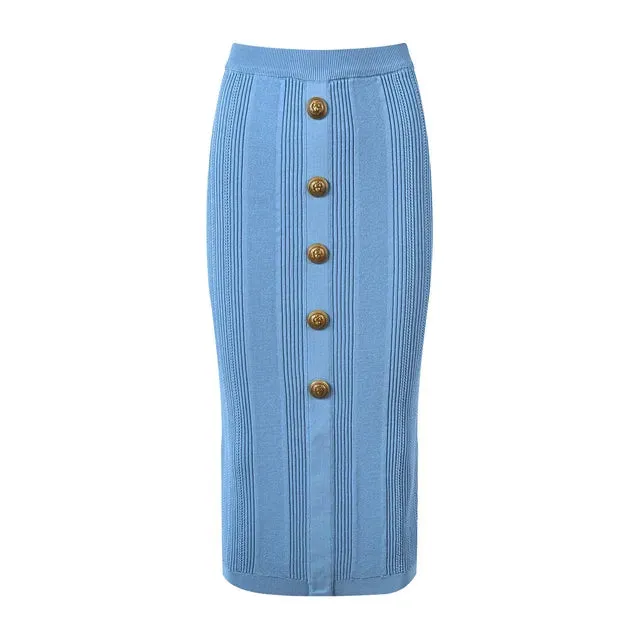 Pre Order:  Stretch Knitted Sheath Midi Skirt