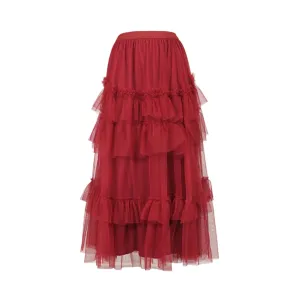 Pre Order:  Tiered Ruffles Tulle Midi Skirt