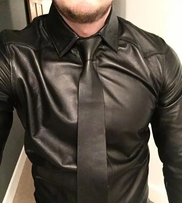 Premium Leather Sleeve Shirt